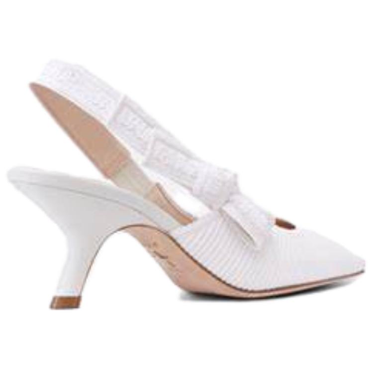 Shop DIOR迪奧 J'Adior 棉質刺繡 異形跟 高跟鞋 女款 白色