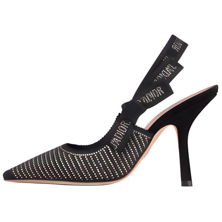 (Women) Dior J'Adior Slingback 'Embroidered High Heel Black' KDP867CHS_S900