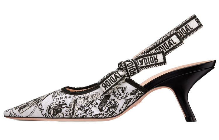 (Women) Dior J'Adior Slingback Pump 'Black and White Embroidery' 6.5cm KCP866KPY_S15W