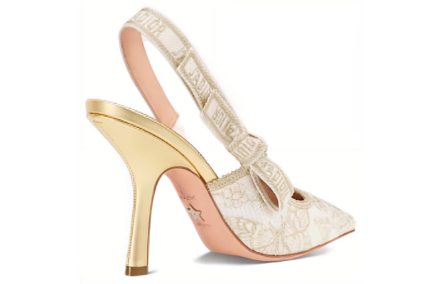 Shop DIOR迪奧 J'ADIOR 尖頭套腳 細跟 高跟鞋 10cm 女款 米色