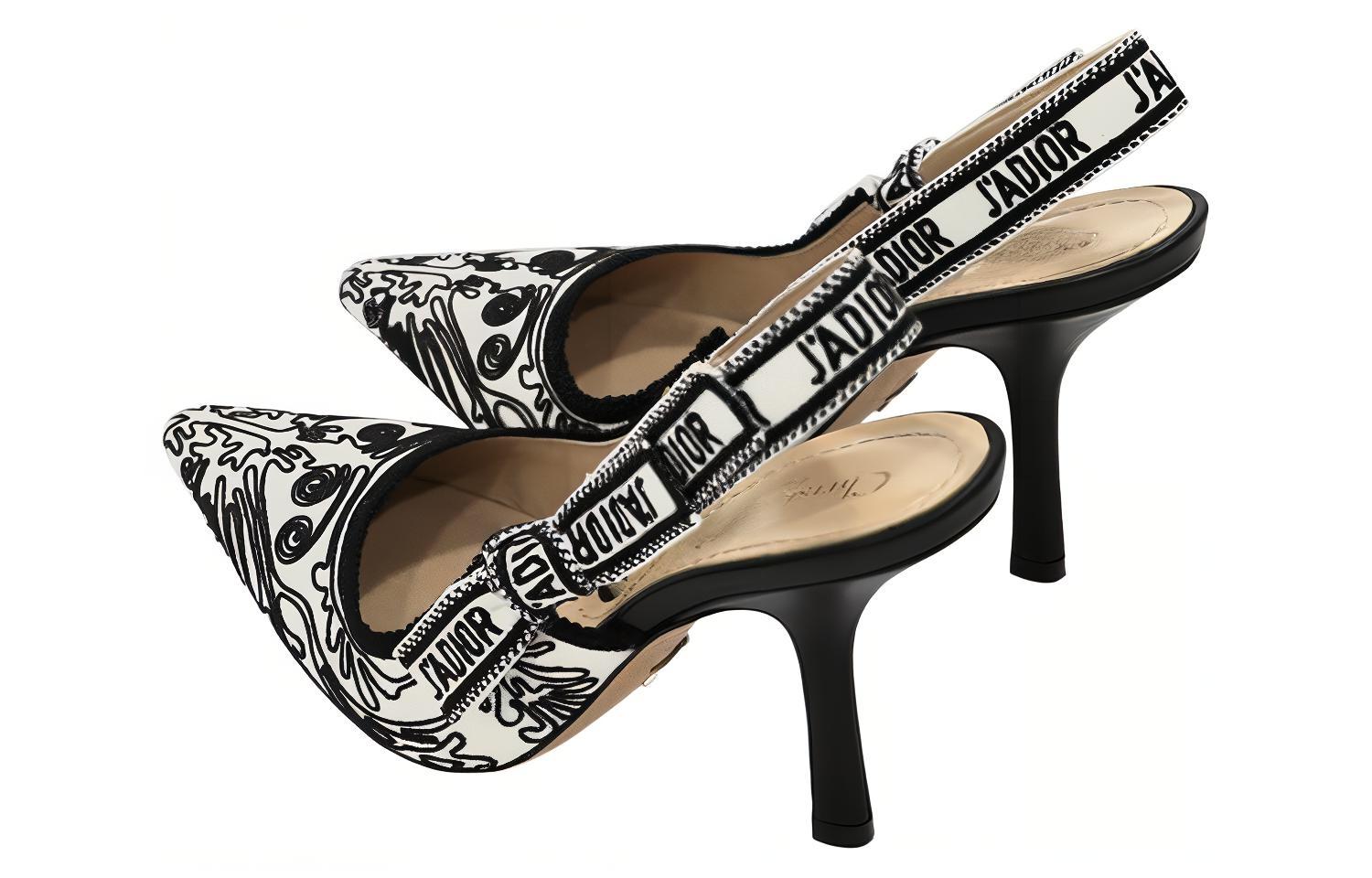 Shop (W) Dior J'Adior Slingback Pump 'Negro Blanco' KCP867KPY_S11X KCP762CON_S17X