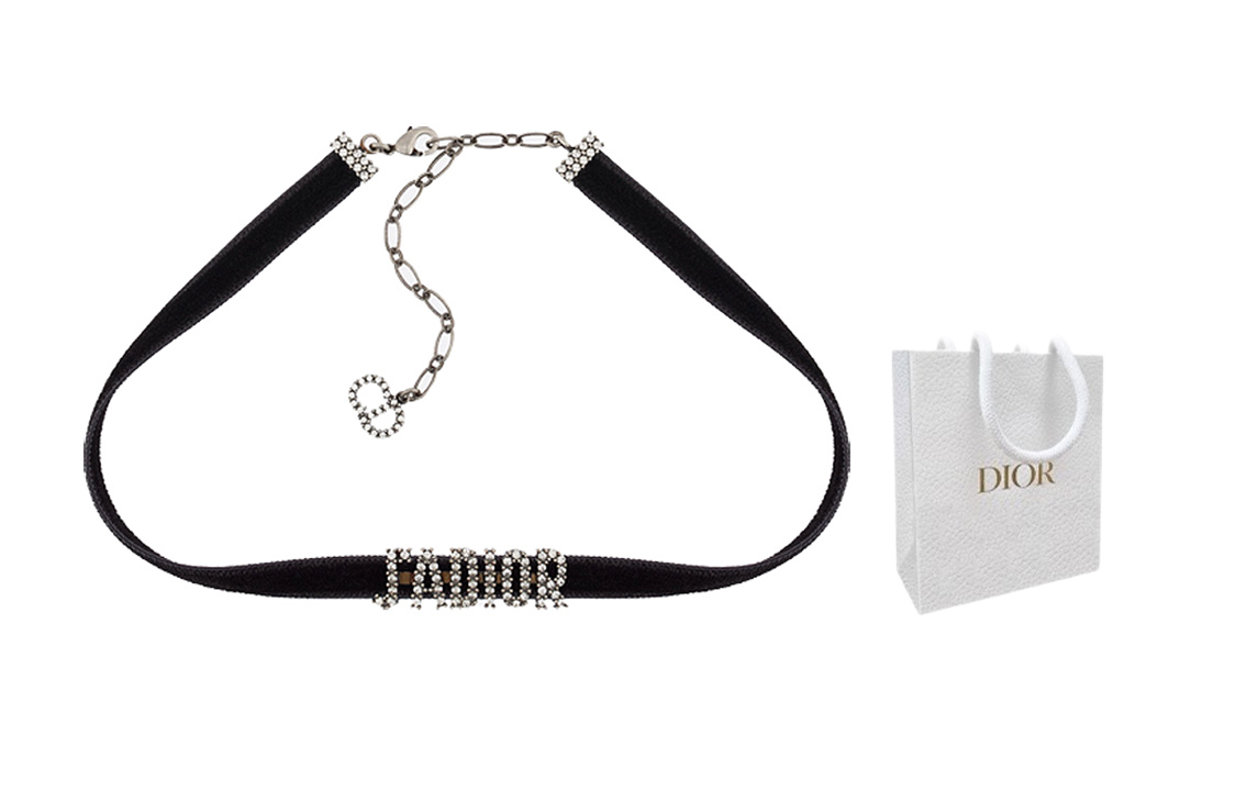 (Women) Dior J'Adior Velvet Necklace Black with Imitation Crystals Metal Palladium N0681ADRCY-D909 圖 3