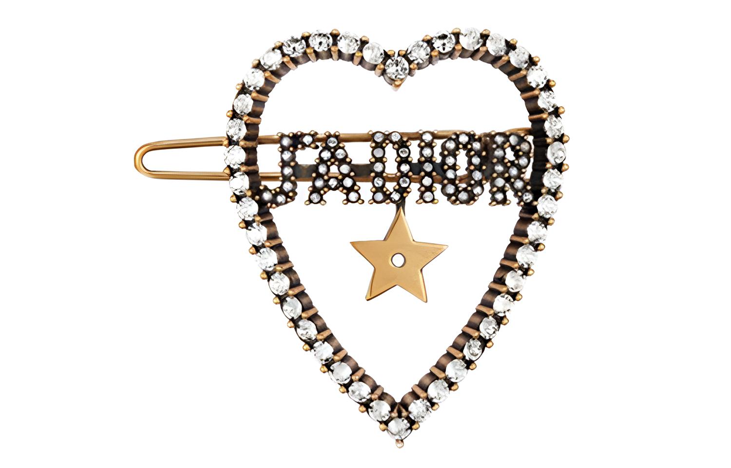 (Women) Dior J'Adior Vintage Gold Metal and White Crystal Hair Clip Gold V0431ADRCY-D908