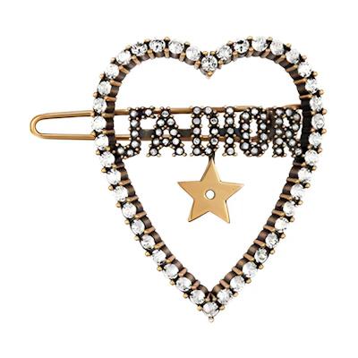 (Women) Dior J'Adior Vintage Gold Metal and White Crystal Hair Clip Gold V0431ADRCY-D908