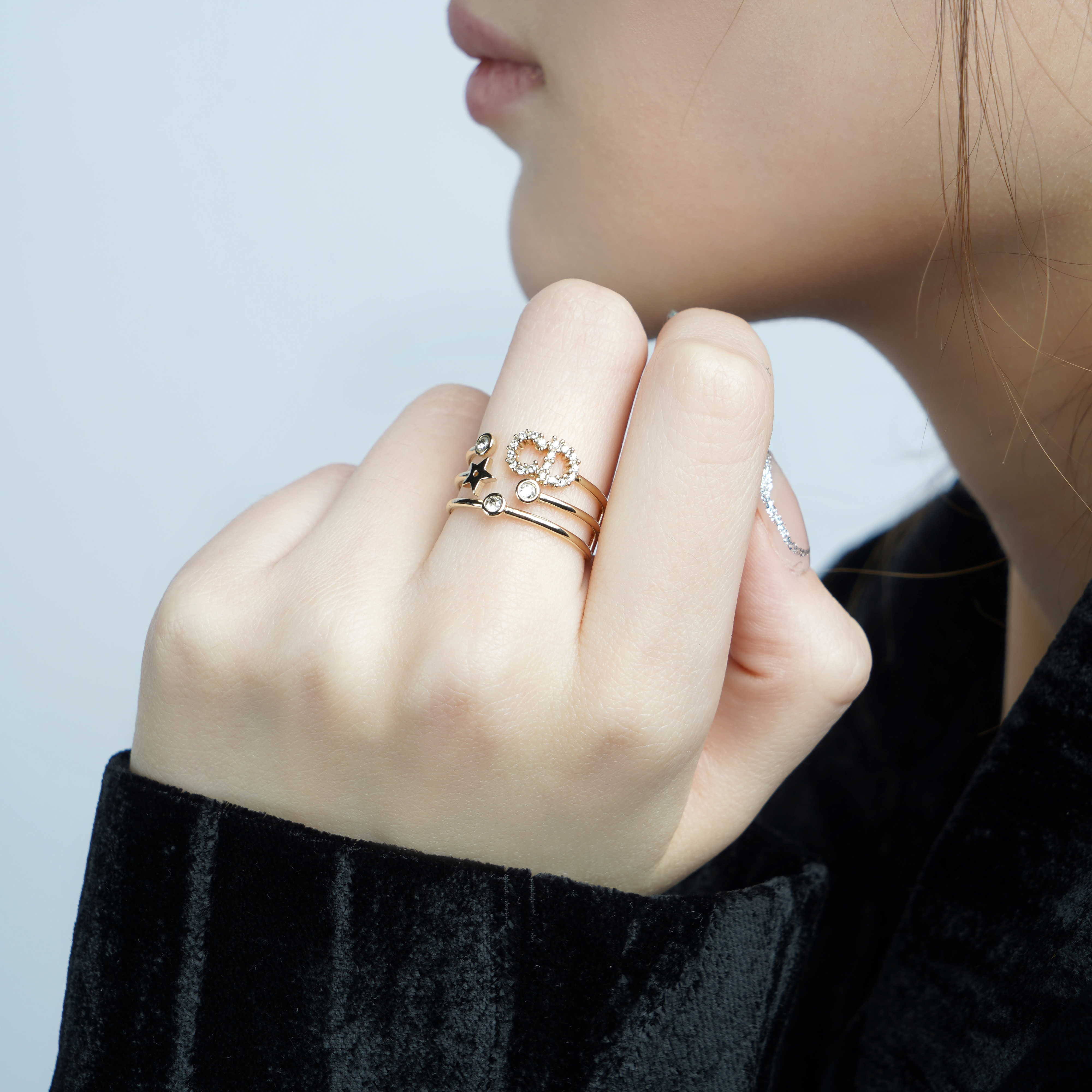 (Women) DIOR Korean Sweet Style Gold Metallic Ring R0566SYDCY-D301 圖 4