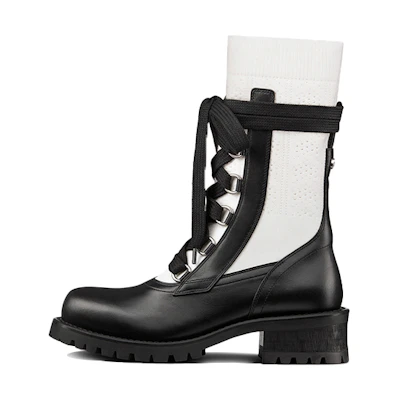 (W) Dior Land Lace-Up Boot 'Black White'