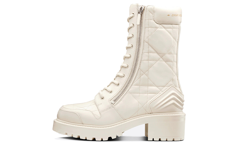 (Women) Dior Leader 'White Quilted Cannage Leather Ankle Boot' KDI733CQC_S03W