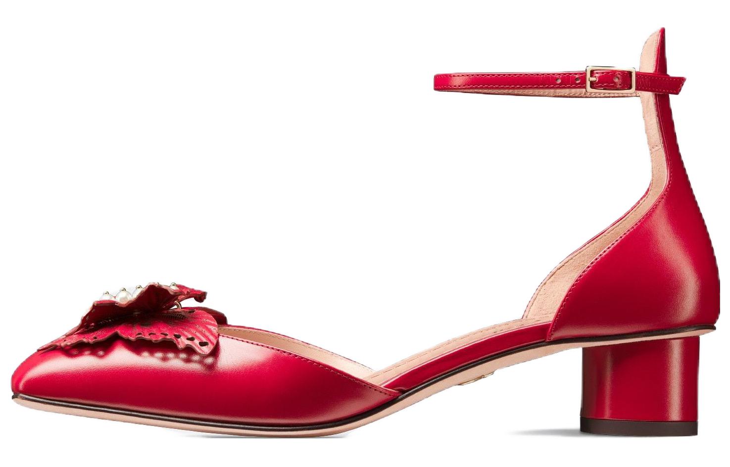 (Women) Dior Leather 'Elegant Simplicity' Block Heel Pumps 3.5cm 'Red' KDB851VSO_S54R