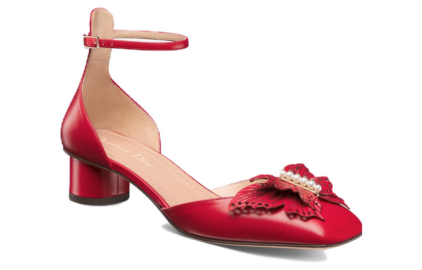 Order (W) Kasut Tumit Blok Kulit Dior ‘Elegant Simplicity’ 3.5cm 'Merah' KDB851VSO_S54R