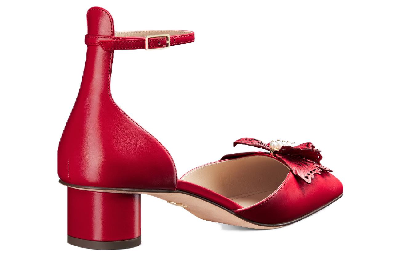 Shop (W) Kasut Tumit Blok Kulit Dior ‘Elegant Simplicity’ 3.5cm 'Merah' KDB851VSO_S54R