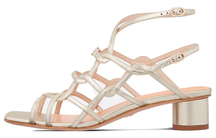 (Women) Dior Leather Block Heel Buckle Sandal 'Gold' KDQ835LAM_S49K