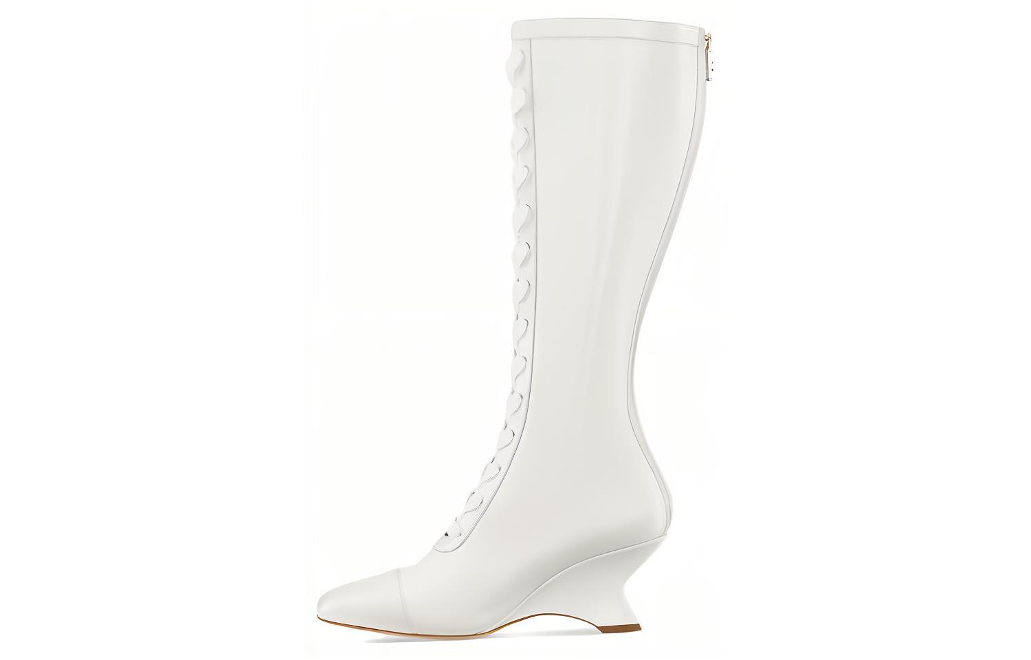 (Women) Dior Leather Lace-Up Wedge High Boots 'White' KCI970VEA_S10W