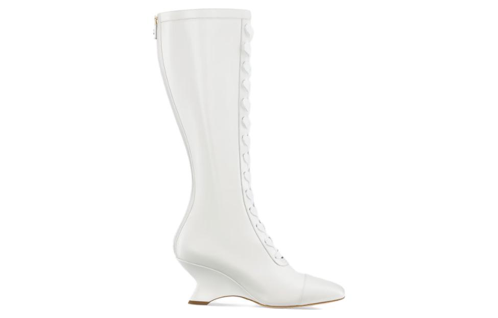 Order (W) 디올 화이트 웨지 레이스업 가죽 부츠 (Dior White Wedge Lace-up Leather Boots) KCI970VEA_S10W