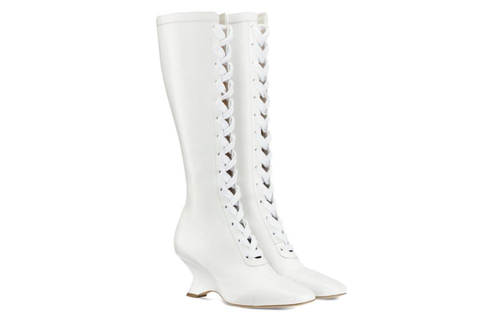 Lookbook (W) 디올 화이트 웨지 레이스업 가죽 부츠 (Dior White Wedge Lace-up Leather Boots) KCI970VEA_S10W