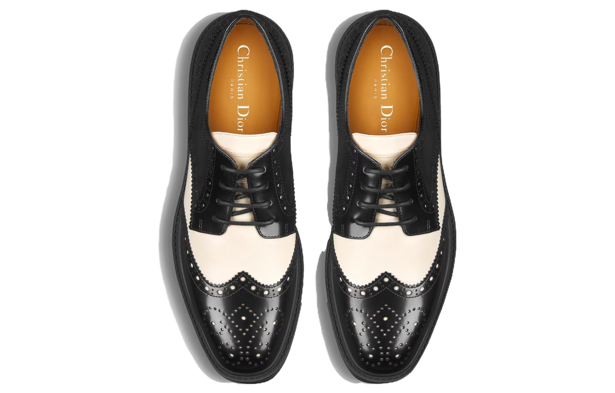 Lookbook (W) Dior Zapatillas de Cuero Bajas con Cordones 'Negro y Blanco' KDB854ACA_S11X