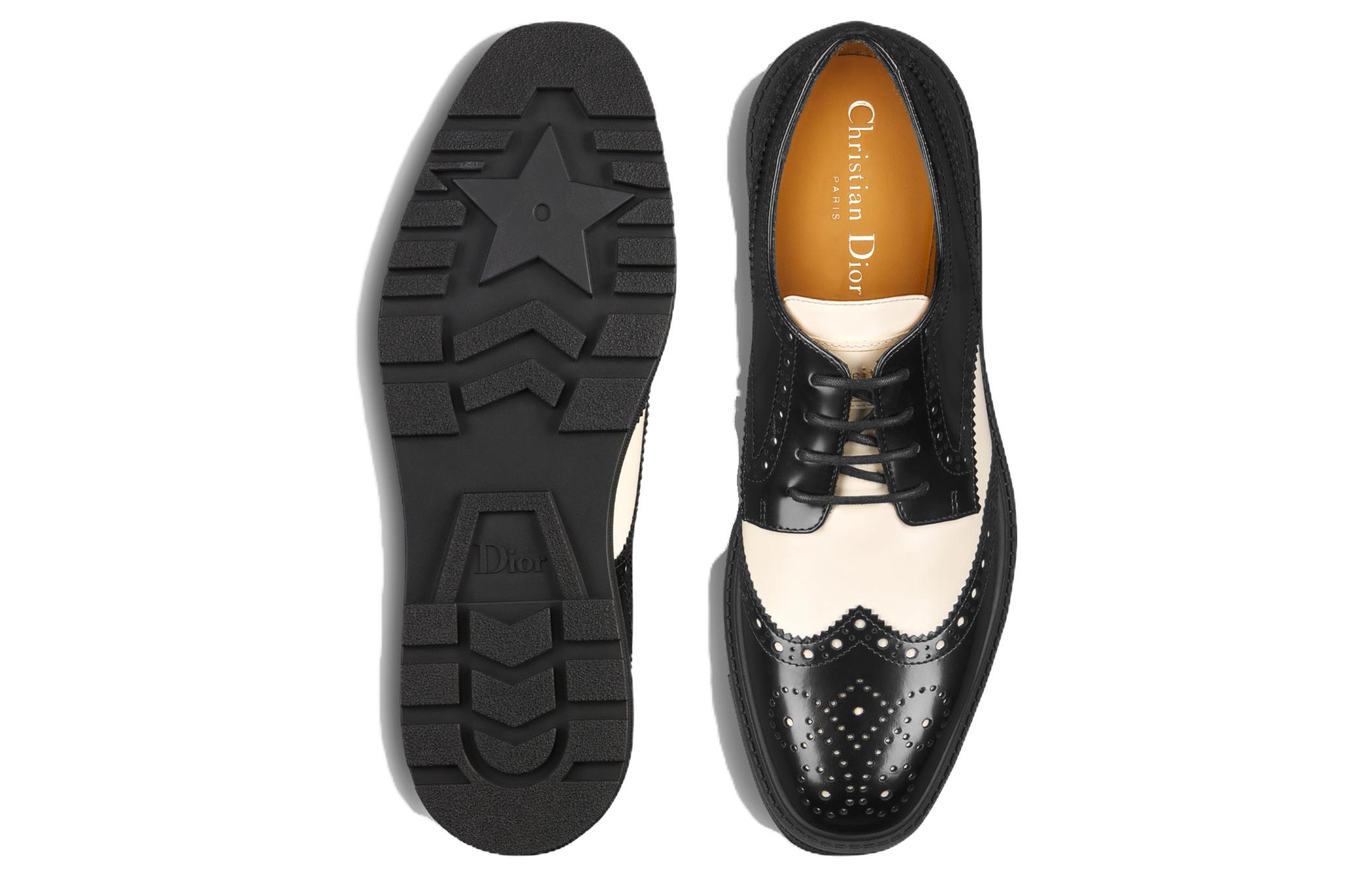 Shop (W) Dior Zapatillas de Cuero Bajas con Cordones 'Negro y Blanco' KDB854ACA_S11X