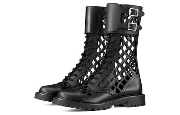 Shop (Women) Dior Leather Matte Mesh Ankle Boot 'Black' KCI601CFM_S900