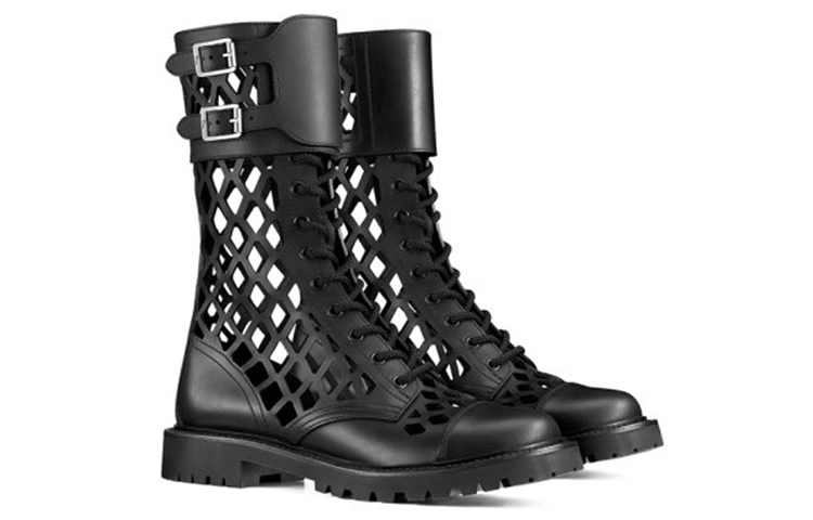 Purchase (Women) Dior Leather Matte Mesh Ankle Boot 'Black' KCI601CFM_S900