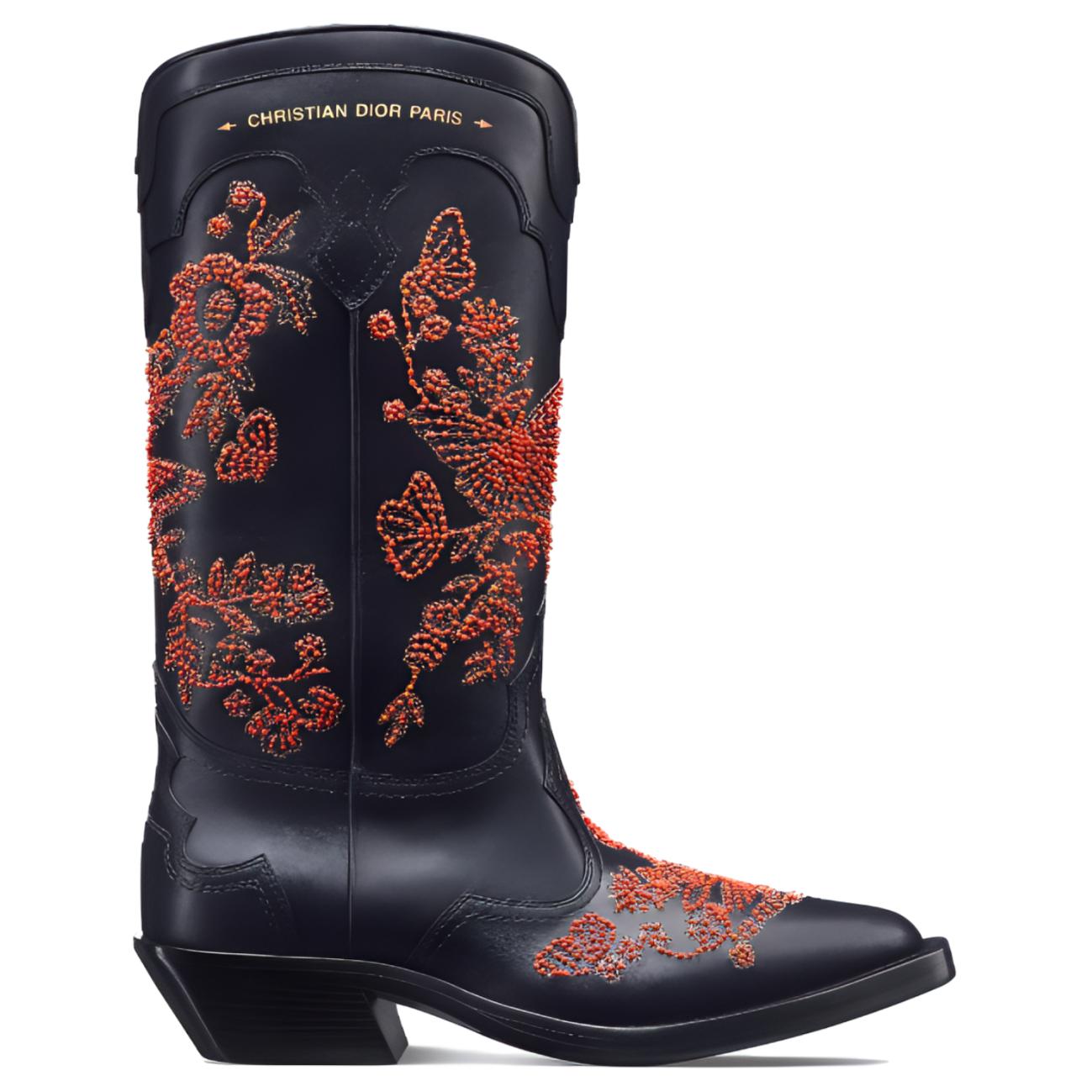 Order (W) Dior Leder-Stiefelette mit spitzer Zehe ''Schwarz Rot'' KCI963BYC_S36X