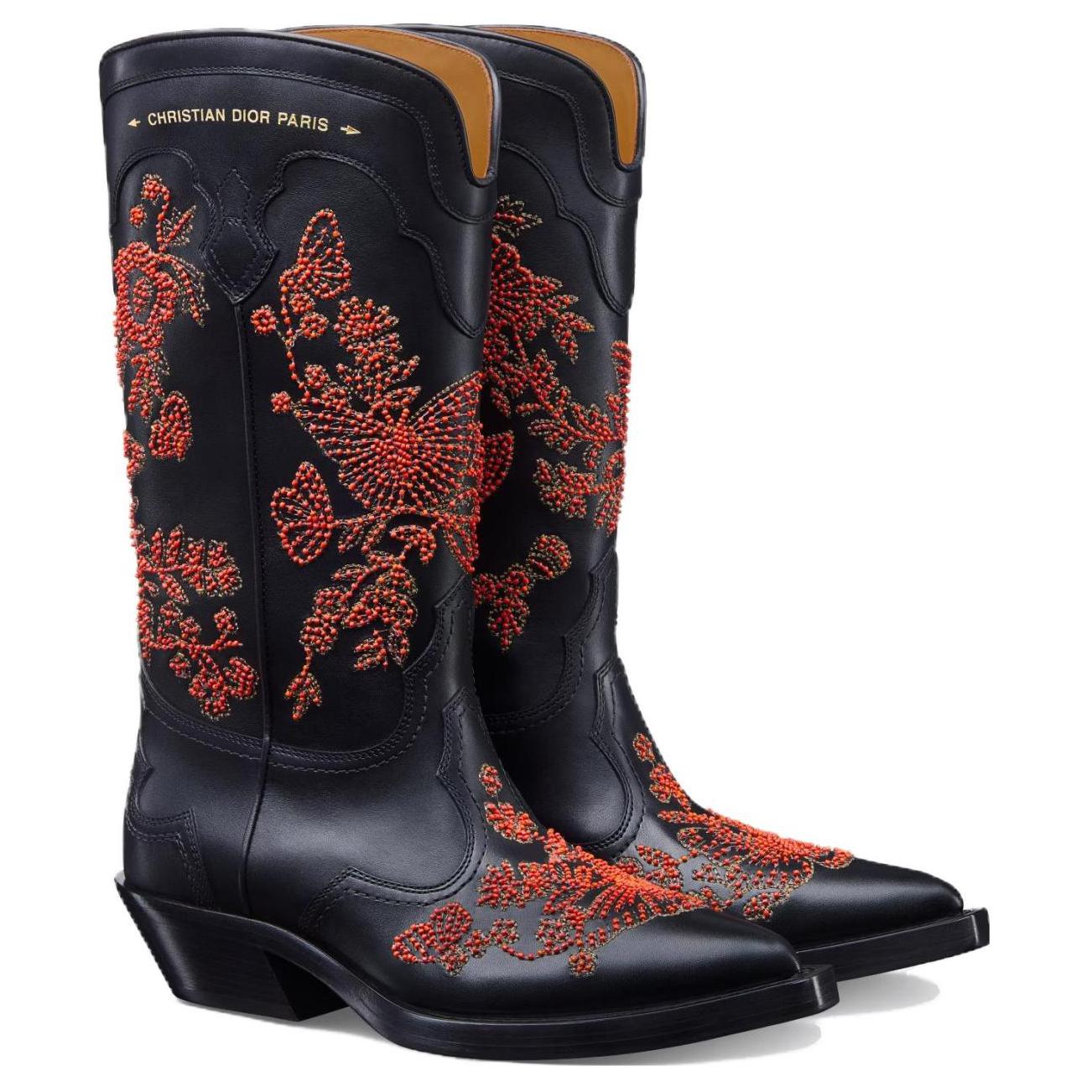 Lookbook (W) Dior Leder-Stiefelette mit spitzer Zehe ''Schwarz Rot'' KCI963BYC_S36X