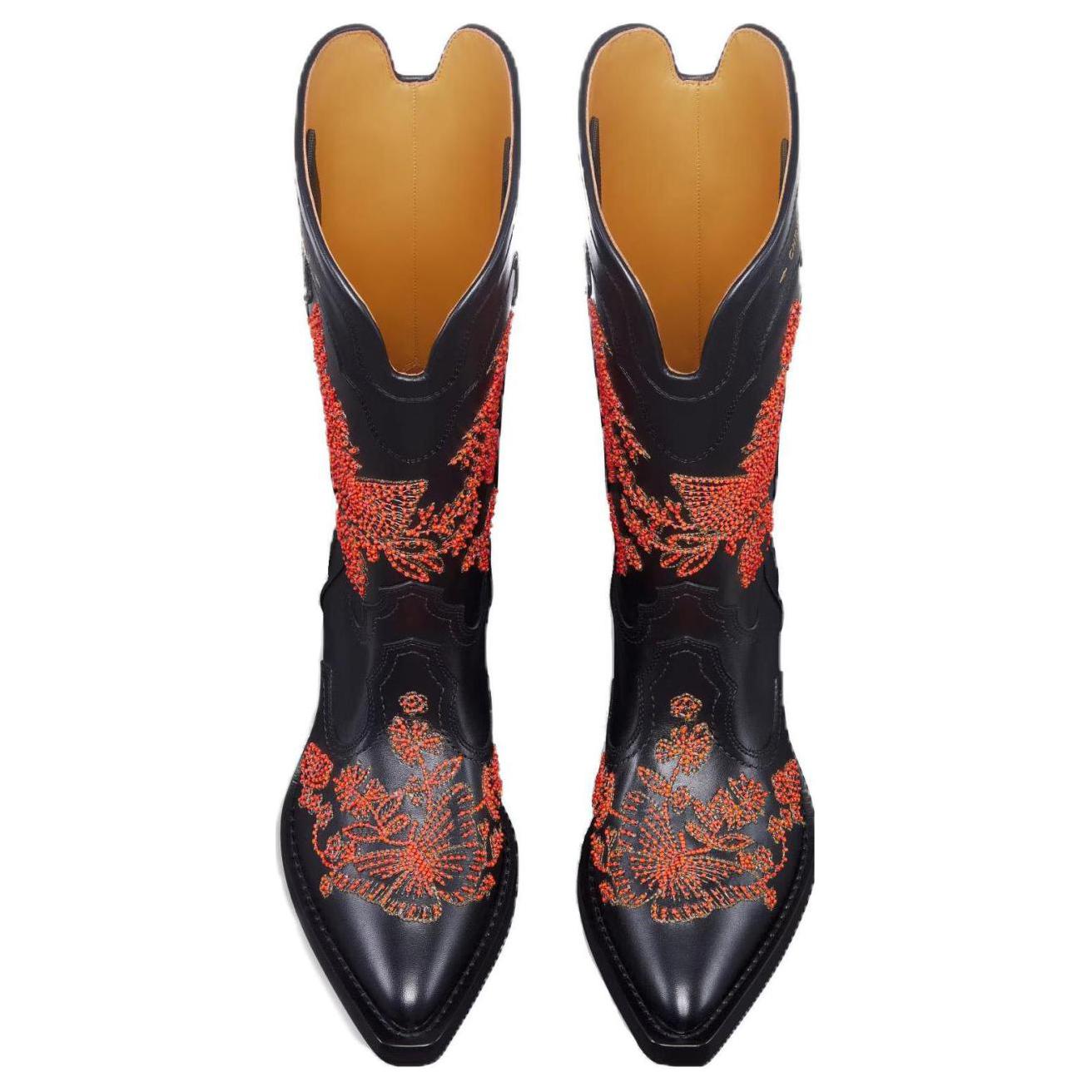 Shop (W) Dior Leder-Stiefelette mit spitzer Zehe ''Schwarz Rot'' KCI963BYC_S36X