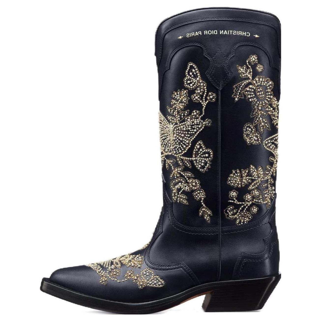 (Women) Dior Leather Pointed-Toe Ankle Boots 'Black' KCI963BYC_S17X