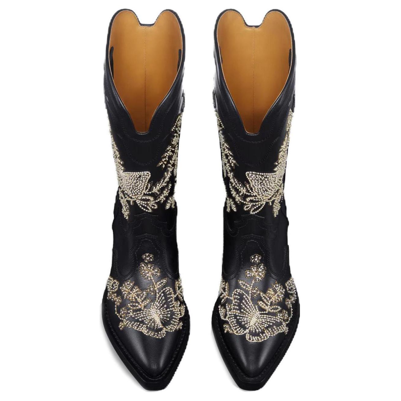 Shop (W) Dior 黑色尖头皮革短靴 KCI963BYC_S17X