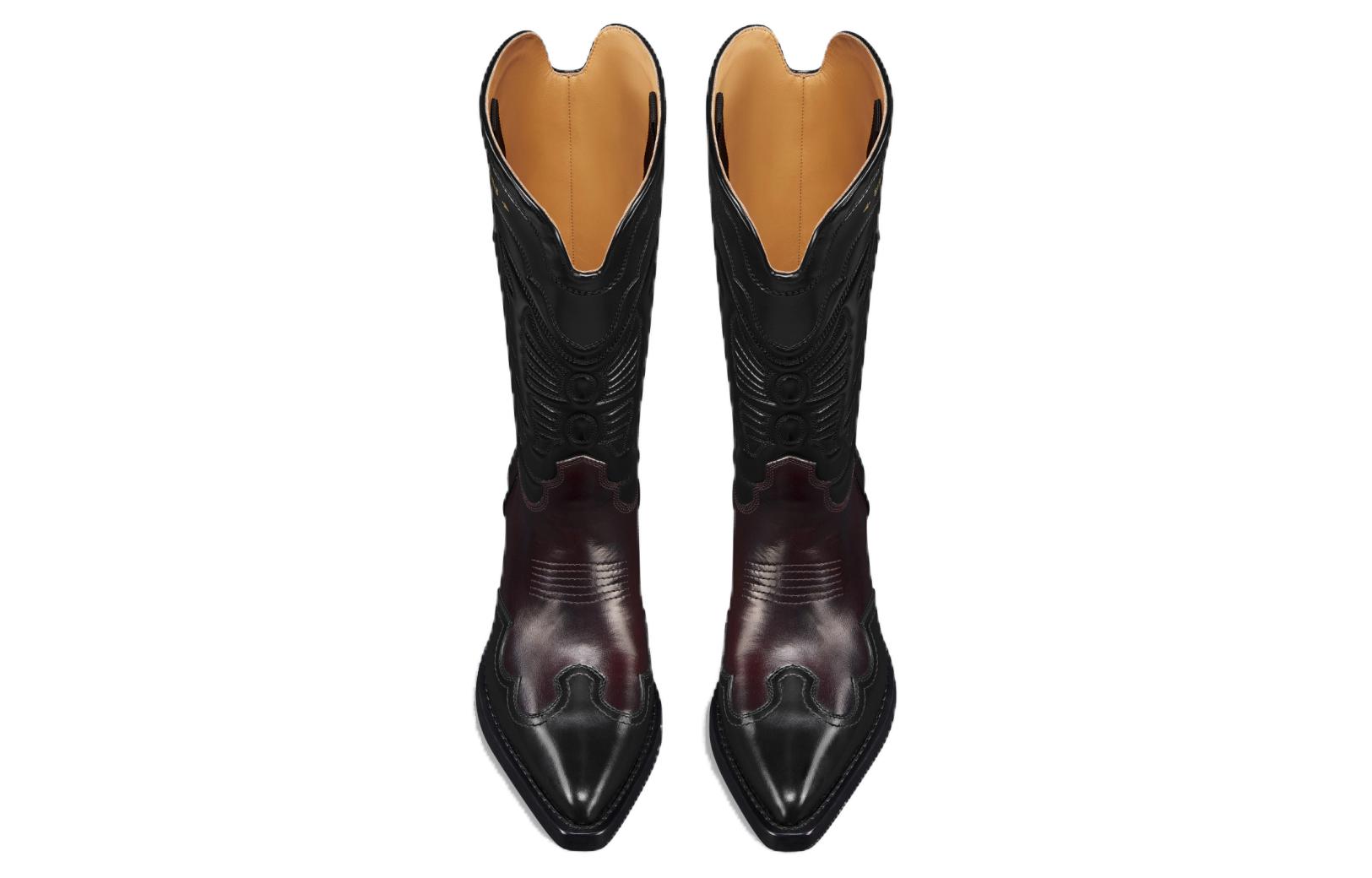 Shop (W) Dior レッド レザー ポインテッドトゥ ブーツ (4.5cmヒール) KCI961KSH_S25X