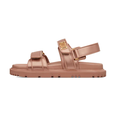 (W) Dior Leather Round-Toe Velcro Sandal 'Brown'