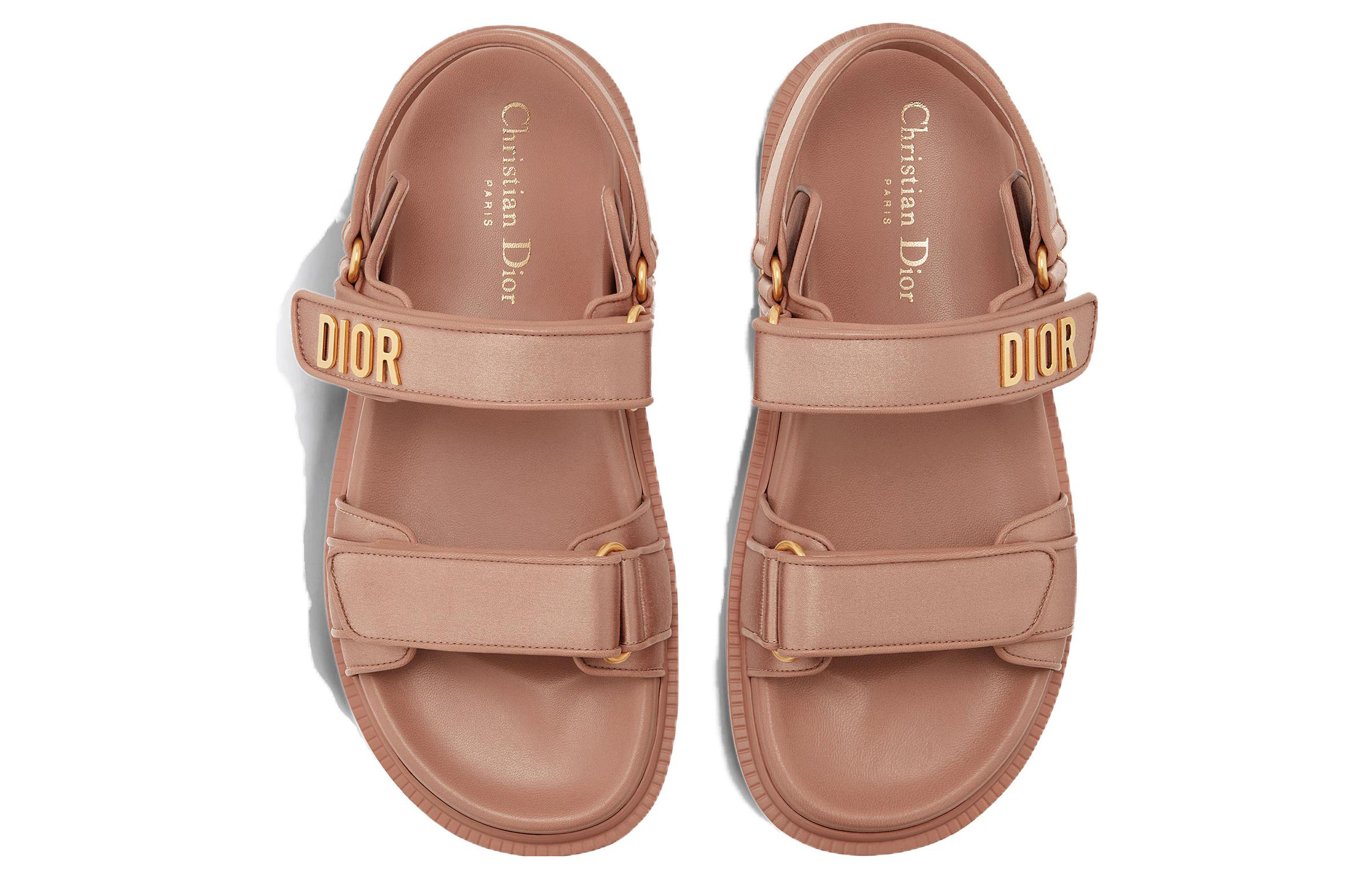 (W) Dior Leather Round-Toe Velcro Sandal 'Brown' 圖 3