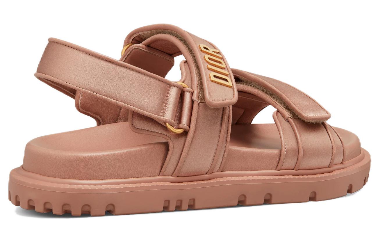 (W) Dior Leather Round-Toe Velcro Sandal 'Brown' 圖 4