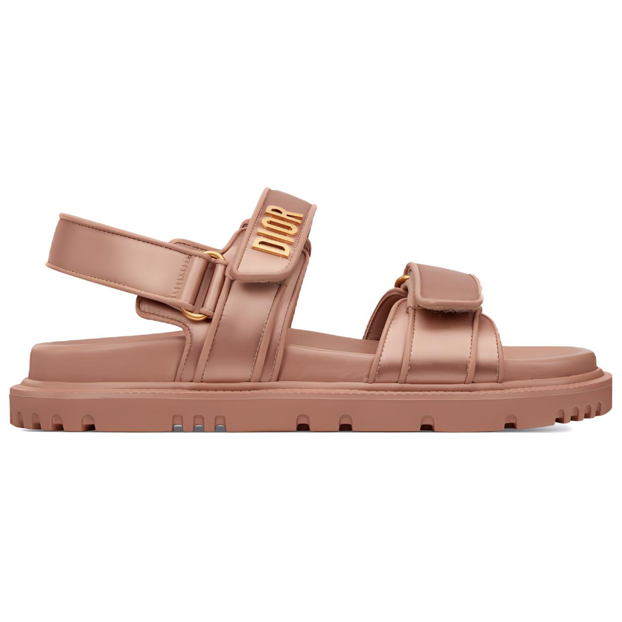 (W) Dior Leather Round-Toe Velcro Sandal 'Brown' 圖 5