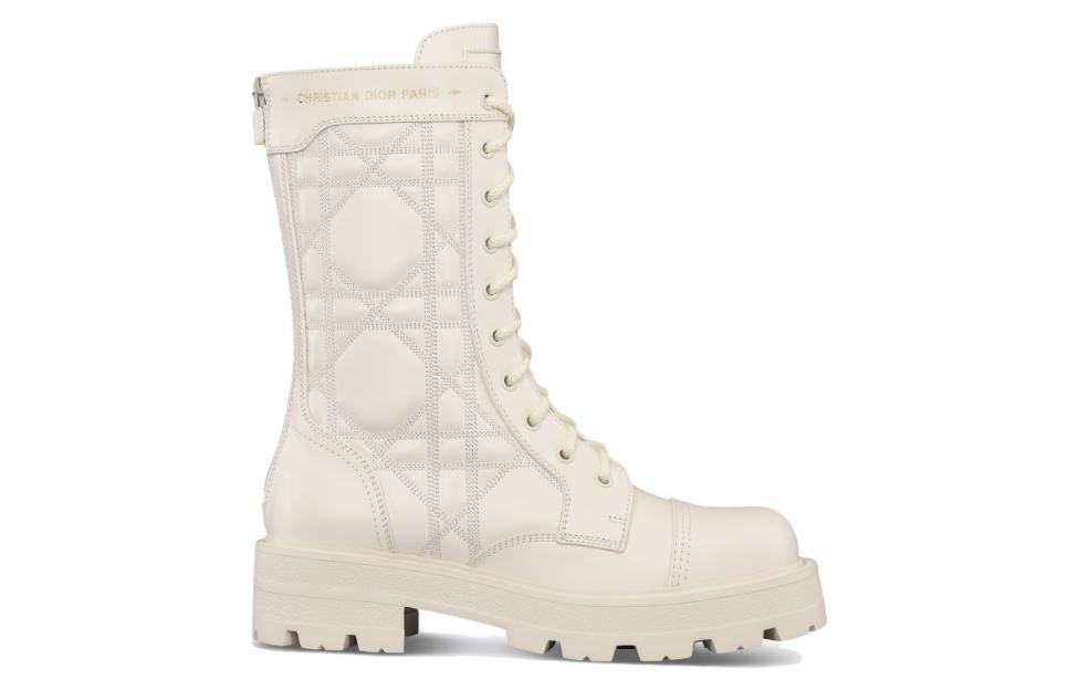 Order (W) Stivaletto Dior in Pelle Punta Tonda Lacci Tacco Largo ''Bianco'' KCI995CQC_S03W