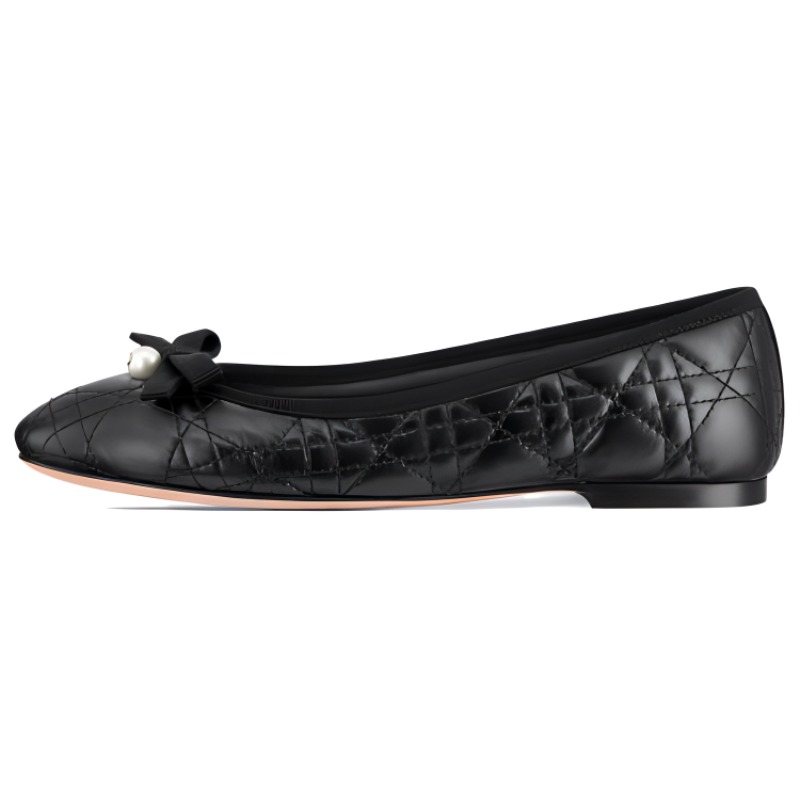 (Women) Dior Leather Round Toe Slip-On Flat Casual Shoes 'Black' KDB877CQC_S900