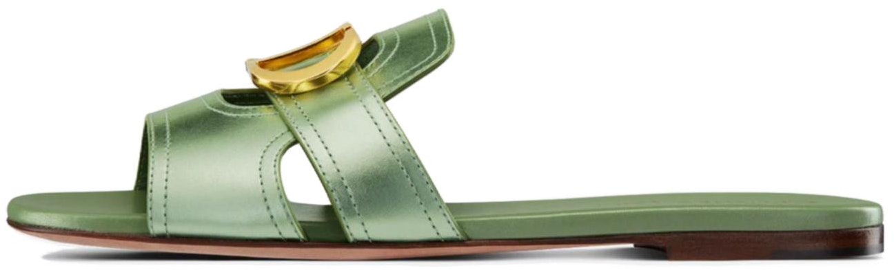 women-dior-leather-slide-metallic-green-kcq-266-lnc-s79-k