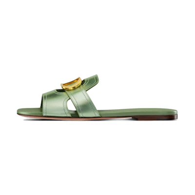 (W) Dior Leather Slide 'Metallic Green'