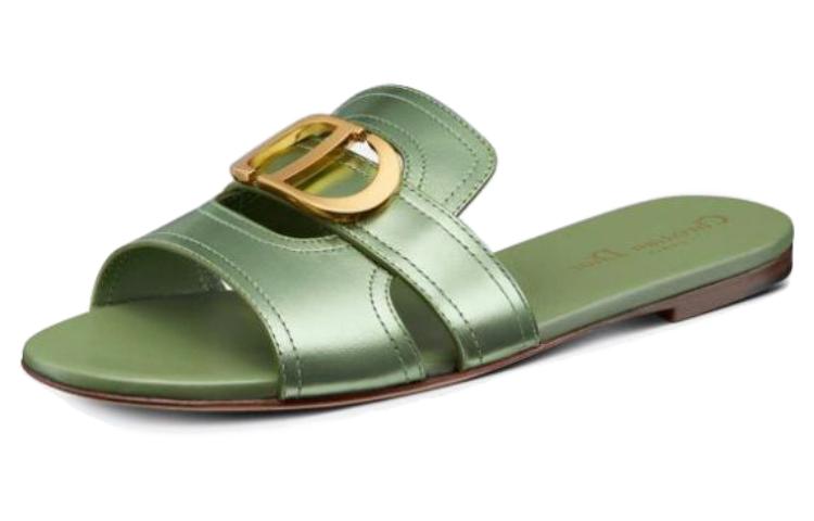 Order (W) Dior Selipar Kulit 'Hijau Metalik' KCQ266LNC_S79K