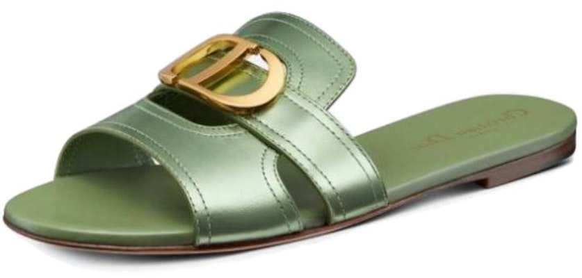 (W) Dior Selipar Kulit 'Hijau Metalik' KCQ266LNC_S79K Order (W) Dior Selipar Kulit 'Hijau Metalik' KCQ266LNC_S79K