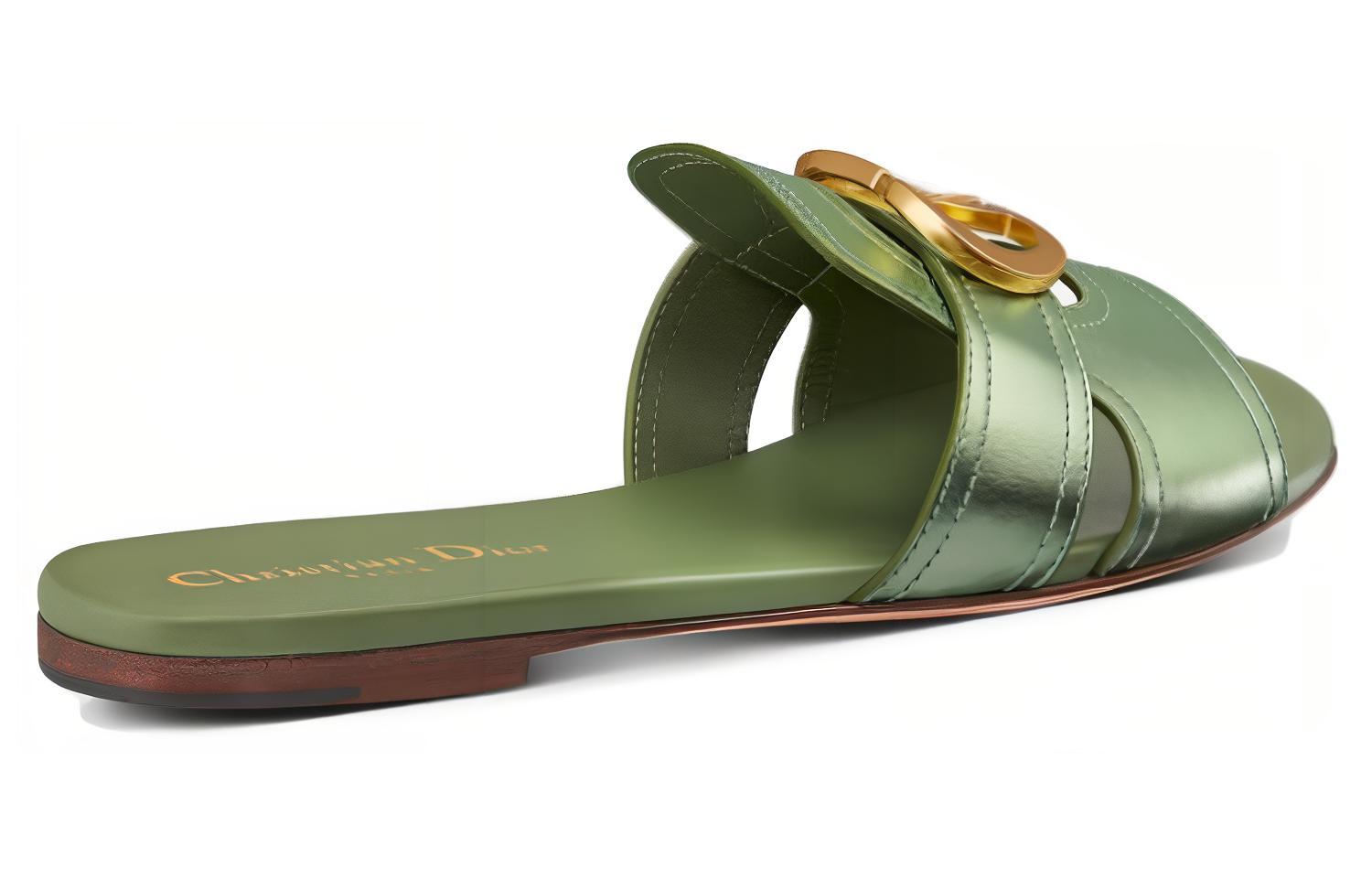 Lookbook (W) Dior Selipar Kulit 'Hijau Metalik' KCQ266LNC_S79K