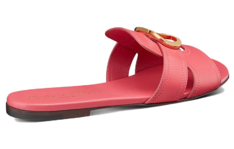 Shop DIOR迪奧 皮革 舒適百搭 一字拖鞋 女款 紅色