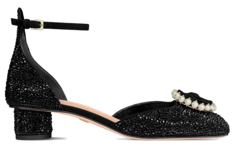 Order DIOR 迪奧 皮革 方頭搭扣 粗跟 高跟鞋 3.5cm 女款 黑色