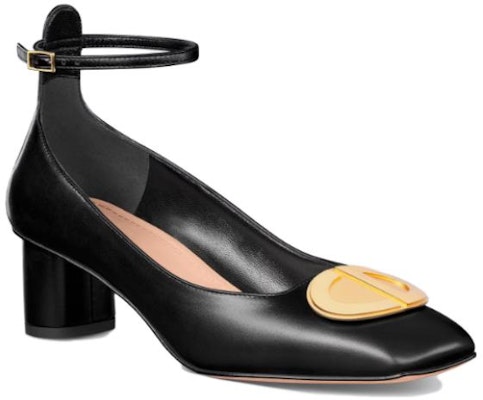 (W) Dior Kasut Tumit Blok Persegi Kulit dengan Kepala Tali 'Hitam' KDV136VSO_S900 Lookbook (W) Dior Kasut Tumit Blok Persegi Kulit dengan Kepala Tali 'Hitam' KDV136VSO_S900