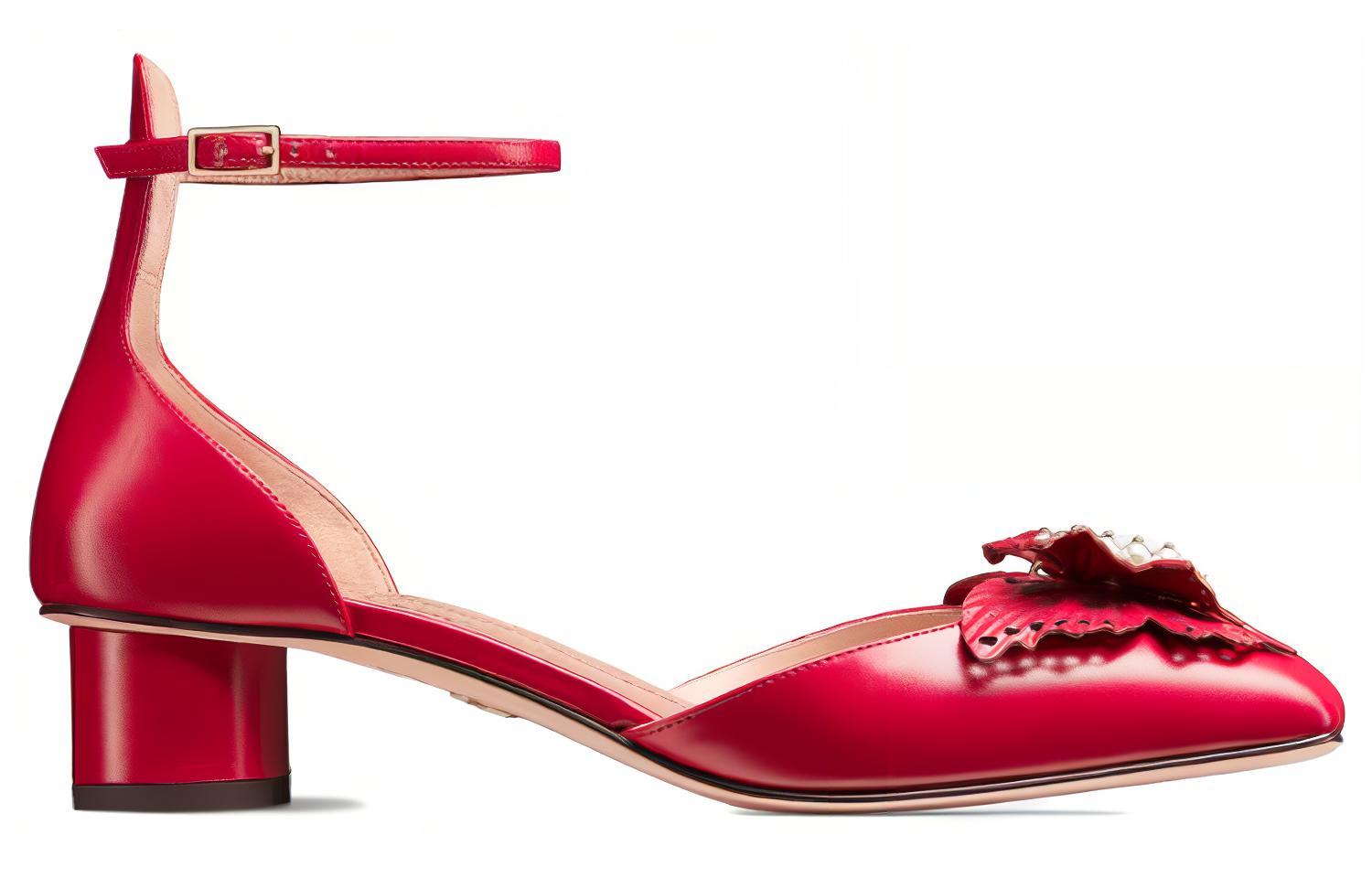 Order (W) Dior Tacchi Alti in Pelle Punta Quadra con Fibbie ''Rosso'' 3.5cm KCB851VSO_S54R