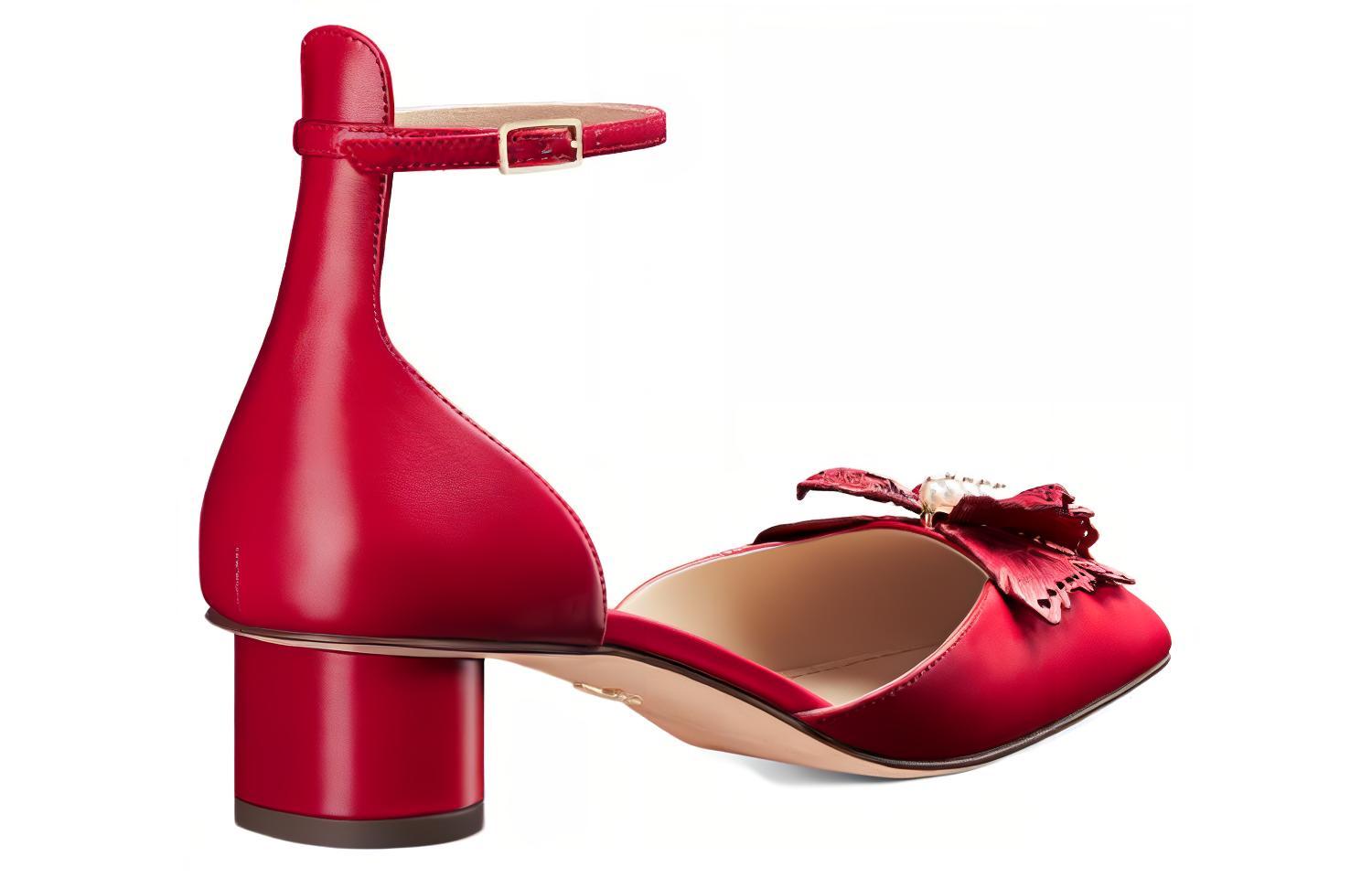 Shop (W) Dior Tacchi Alti in Pelle Punta Quadra con Fibbie ''Rosso'' 3.5cm KCB851VSO_S54R