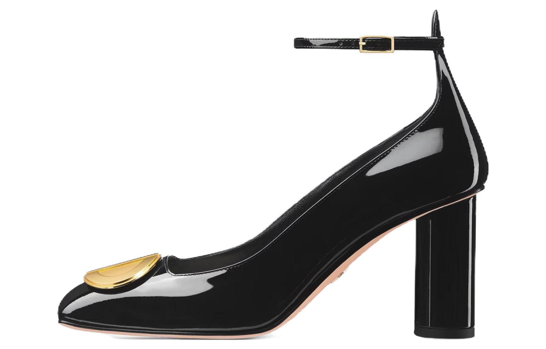 (Women) Dior Leather Square Toe Comfort Block Heel 'Black' KCV137VNI_S900