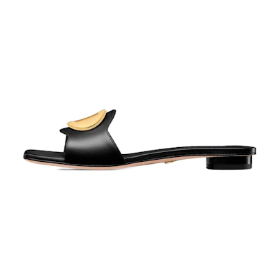 (W) Dior Leather Square Toe CMFT Slide 'Black'