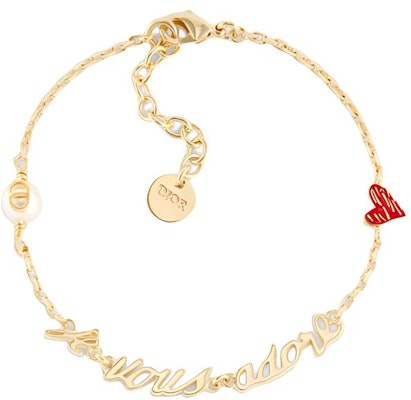 (Women) DIOR Limited Red Heart Pearl Letter Design Metal Bracelet Women Gold B2545WOMLQ_D309 Order (Women) DIOR Limited Red Heart Pearl Letter Design Metal Bracelet Women Gold B2545WOMLQ_D309