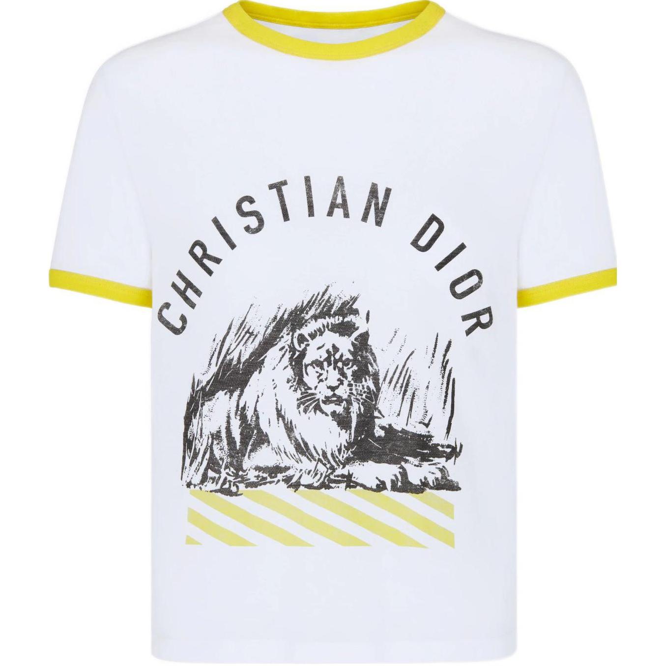 (Women) DIOR Lion Letter Print Short Sleeve Tee SS22  White 223T18A4499-X2804