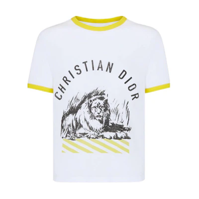 (Women) DIOR Lion Letter Print Short Sleeve Tee SS22 White 223T18A4499-X2804
