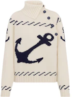 (Women) DIOR Logo Anchor Jacquard Knit Sweater Off-White. 354S50BM321-X0853 (Women) DIOR Logo Anchor Jacquard Knit Sweater Off-White. 354S50BM321-X0853